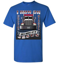 Load image into Gallery viewer, Caffeine Diesel And Jesus Christian Trucker T Shirt