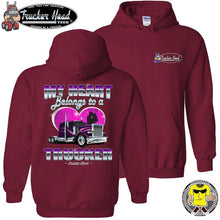 Load image into Gallery viewer, My Heart Belongs To A Trucker Truckers Wife Hoodie