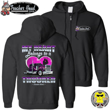 Load image into Gallery viewer, My Heart Belongs To A Trucker Truckers Wife Hoodie
