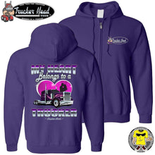 Load image into Gallery viewer, My Heart Belongs To A Trucker Truckers Wife Hoodie