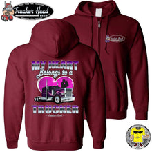 Load image into Gallery viewer, My Heart Belongs To A Trucker Truckers Wife Hoodie