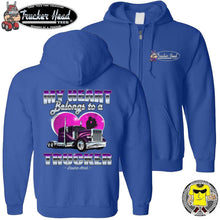 Load image into Gallery viewer, My Heart Belongs To A Trucker Truckers Wife Hoodie